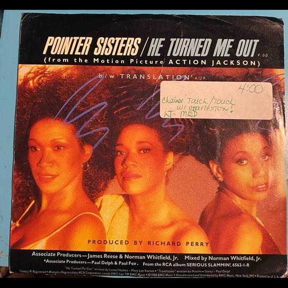 POINTER SISTERS/HE TURNED ME OUT 45 Vinyl Record (ACTION JACKSON) - Picture 7 of 7